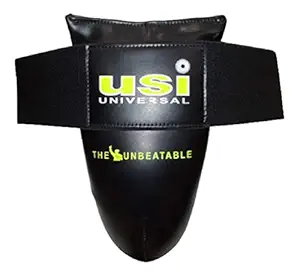 USI Universal 629PU Groin Guard for Men for Boxing MMA Training Thai Kickboxing Protection, Thick Pu Construction, Curved Plastic Cup, Mesh Lined, Elasticated Hook and Loop, Waist Closure