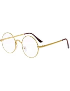 Hibote Männer Frauen Clear Lens Runde Full Coverage Ultrathin Metall Rahmen Lesung Gläser Dekor Mode Geek / Nerd...