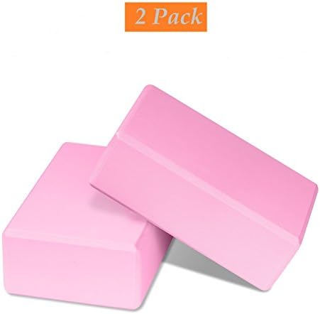 Yoga Block MaxYoga [2 Pack] Eco-Friendly High Density EVA Foam Brick, Lightweight, ideal for the Stretching and Poses. - 9" x 6" x 3" (22.86 x 14.5 x7.62 cm) - Pink