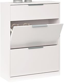 Suarez H329 FZ Zen Meuble à Chaussures avec 2 Abattants Mélamine Blanc 60 x