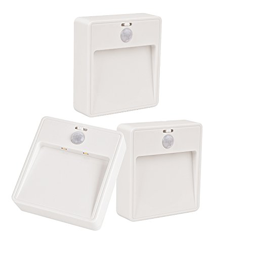 Preisvergleich Produktbild SAILUN 3er Automatische Kabellos LED Unterbauleuchte Schranklampe, Intelligentes Nachtlicht mit Bewegungssensor für Schränke Schubladen kleine Nachtlampen Stämme Schrank Wandschrank Unter-Kabinett (3er)