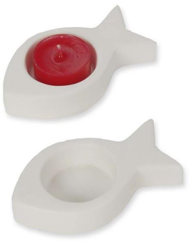 Teelichthalter Fisch weiß, Keramik, ca. 11 x 6 cm, 1 Stück