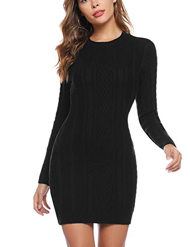Aibrou Robe Pull Femme Chic Casual Mode Vintage à Manche Longues Col Haut Ultra Sexy Pull Dress Automne Hiver