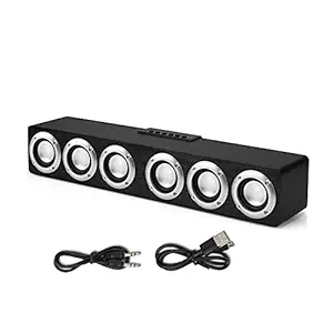 Decdeal M1 Wooden Desk Speaker BT HiFi Music Player Wooden Sound Bar 20W Powerful Stereo Home Wireless Soundbar Speaker for TV Desktop Laptop Smartphone Tablet