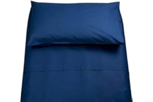 Lingerie Shop Set Lenzuola Letto Singolo Cotone Sotto Sopra + Federa Vari Colori Tinta Unita (Blu Scuro, Singolo)