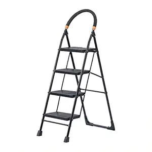 TRUPHE Alloy Steel Foldable 4 Step Ladder for Home and Office Use I Stairs | Portable Ladder | Anti-Skid | Rubber Boots I Folding Lader I 7 yrs Warranty