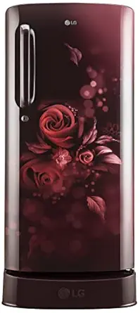 LG 190L 5 Star Inverter Direct-Cool Single Door Refrigerator (GL-D201ASEZ, Scarlet Euphoria, Base stand with drawer), Red