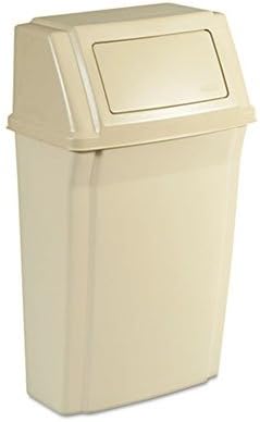Rubbermaid RCP 7822 EIB Slim Jim Wall-Mounted Container, Rectangular, Plastic, 15 gal, Beige