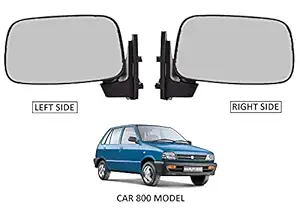 CARTEK Right & Left Door Side Rear View Mirror for Maruti Suzuki Car 800 (Type-2) (Right & Left Side) (Aluminium Bracket) (D/M CAR) (Black)