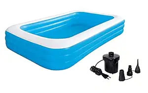 Moradiya Baby Pool Colorful Kiddie Pools Bath Tub for Kids Water Swimming Splash Pool (Rectangle 5 Feet) with Electric air Pumps