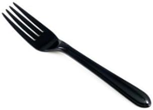 Thali Outlet - 100 x Black Plastic Forks Re-usable Dessert Dinner Starter Cutlery