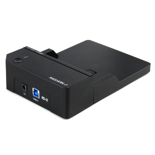 Seatay Plastik Werkzeug Frei Superspeed USB 3.0&3.1 Docking station für 2,5 & 3,5 Zoll SATA-I, SATA-II, SATA-III, SATA SSD und HDD Festplatten mit 12V 2A DC Netzteil – Schwarz