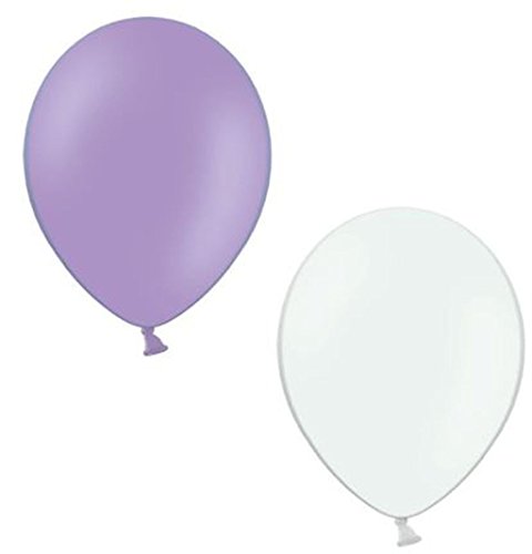 50 Luftballons je 25 lila & weiß Qualitätsballons 27 cm Ø (Standardgröße B85)