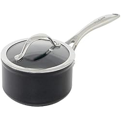 ProCook Professional Ceramic - Petite Casserole Induction 14cm - Revêtement antiadhésif Céramique & Titane - avec Couvercle Verre Trempé - Manche INOX Isolant - 14cm 1,2 L