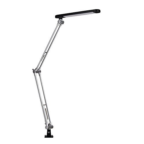Moderne, schwarze und verstellbare LED Schreibtischlampe und Leselampe – Klemmleuchte