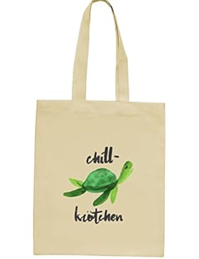Turtle Schildkröte natur Jutebeutel Stoffbeutel mit Chillkrötchen 2 Motiv von ShirtStreet