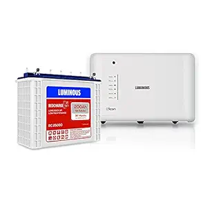 Luminous Inverter & Battery Combo for Home, Office & Shops (iCon 1100 Pure Sine Wave Inverter, RC 25000 200 Ah Tall Tubular Battery), White, Standard (icon1100_RC25000)