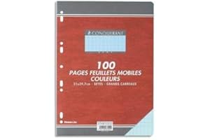 OXFORD OFFICE CONQUÉRANT SEPT Feuillets mobiles 21x29,7 cm 100 pages grands carreaux bleus 80g