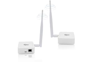 ANJIELO SMART Puente inalámbrico de 2,4 GHz punto a punto para exteriores WiFi (alcance de 1 km), ideal para conexiones PtP/PtMP con antena de alto beneficio, adaptador tipo C, 2 puertos RJ45 Ethernet (paquete de 2
