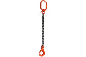 SAFETYLIFTINGEAR Grade 80 3.15 tonne Lifting Chain Sling 1 Leg 10mm, Safety Hook 1mtr - 6mtr Available (2mtr)