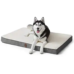 EHEYCIGA Washable Dog Beds for Large Dogs, Big Orthopedic Large Dog Bed with Removable Cover for Crate, Durable Pet Bed, Beige