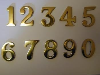 Polished Brass Self Adhesive House Number '5'