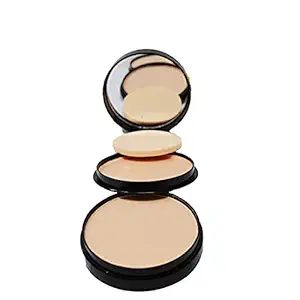 Adbeni Makeup Palette 2 Color Compact Blusher, 1 Puff, 2 Applicator and 1 Mirror, Shade- Beige 2, 20g, (9505)