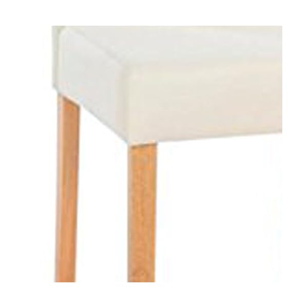 YAKOE Set of 2 New Linen Fabric Chairs Scoop Button Back with Solid Wood Legs Living Dining Room Office, Cream, 50x60x91 cm - Image 6