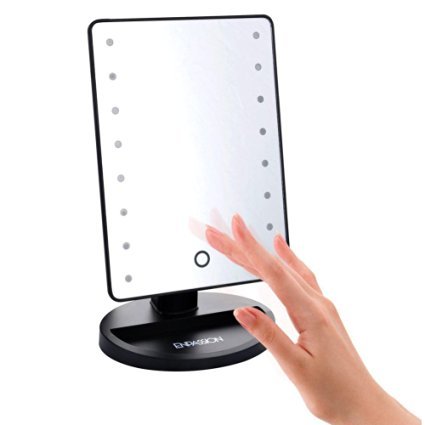 16 LED Makeup Mirror with Lights and Tray - Hollywood Backstage Portable Tabletop Vanity Mirror (Black)