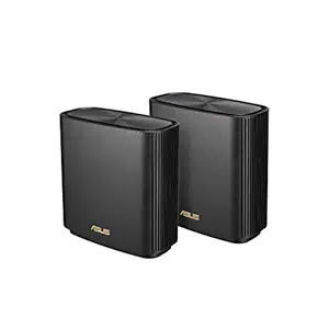 ASUS ZenWiFi AX (XT8) BLACK 2 Pack - AX6600 Whole-Home Tri-band Mesh WiFi 6 System, Coverage up to 5,500 Sq. ft. or 6+ rooms, 6.6Gbps WiFi, 3 SSIDs, life-time free network security & parental controls