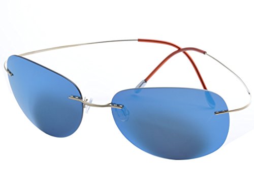 Preisvergleich Produktbild DEDING Herren Titan Randlose polarisierte Sonnenbrillen (blaue Linsen)