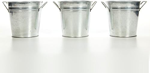 Hosley's 3 pack of Galvanized Planters - 5" Diameter. Ideal for Gardens, Party, Storage, Patio and Gift for Weddings and Special Occasions