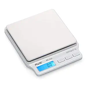 American Weigh Scale SC Series Precision Digital Food Kitchen Weight Scale, Silver, 2000 x 0.1G (AMW-SC-2KG)