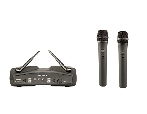 Proel WM600DM - Set 2 Microfoni Wireless UHF Dual Channel,  Valigetta da Karaoke inclusa