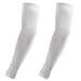 Produktbild COOLOMG Arm Sleeves Armwärmer Ärmlinge Kompression Bandage Rutschfest Anti UV Running Radsport für Damen Herren 1 Paar Weiß XL