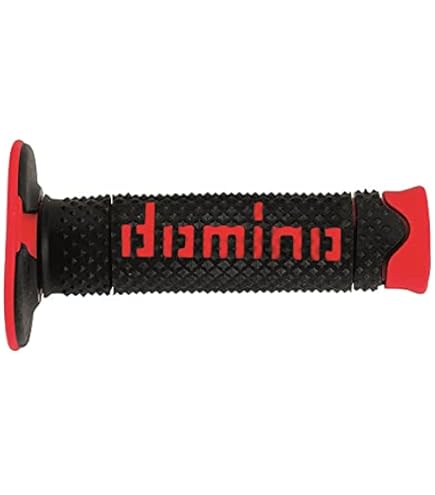 Coppia Manopole Domino A010 In Gomma Nero Arancio Per Moto Stradali