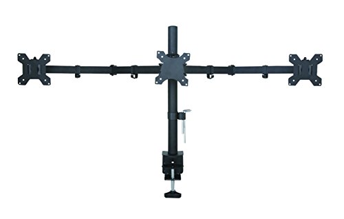 AM23T Fully Adjustable Triple Arm LED LCD Desk Mount Bracket Stand Gaming Station for Three 16-27″ Screens with 45° Tilt, 180° Swivel & Height Level Adjustment (Schreibtisch Halterung) - 2
