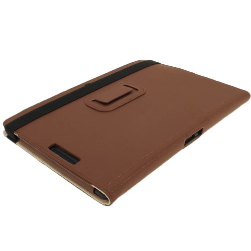 igadgitz ‚Portfolio‘ Braun PU Leder Tasche Schutzhülle Hülle Ledertasche Lederetui Etui Case für Asus Eee Pad Transformer & Keyboard Dock TF300 TF300T TF300TG & TF300TL 10.1″ Android Tablet - 8