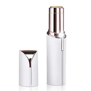 Painless Hair Removal for Women, Painless Premium Eyebrow Trimmer USB Rechargeable Conture Hair Remover and Exfoliation Device for Face and Body with Built-in LED Light Lipstick Style (White)