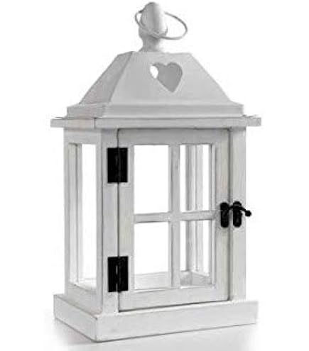 Set tre lanterne per candele in legno vetro e latta maxi giganti