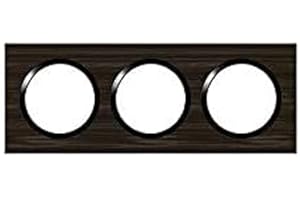 Legrand - Plaque carrée dooxie 3 postes finition effet bois ébène avec bague noir brillante
