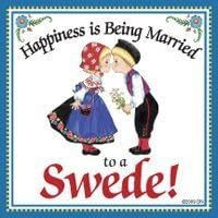 Swedish Souvenirs Magnet Tile (Happiness Married Swede) by Essence of Europe Gifts E.H.G