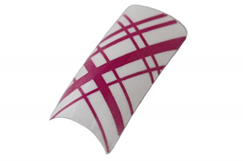 Effect Beauty 50pcs Simple Pink Cross Acrylic Pre-Designed Nail Tips - Tip Sizes 1-10