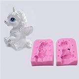 100% nuevo y de alta calidad. TOSSPER 1 Juego 3D del Unicornio de silicón de la Forma del Molde para Hornear en Relieve Moldes Bricolaje decoración de la Boda Jabón Chocolate Fondant moldes de Dulces moldes de la Torta