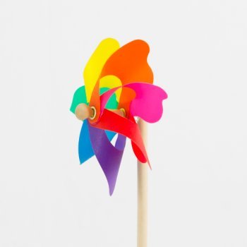 Windspiel – Moulin 14 Rainbow – UV-beständig und wetterfest – Windrad: Ø14cm, Standhöhe: 32cm – fertig aufgebaut inkl. Standstab (Rainbow) - 2