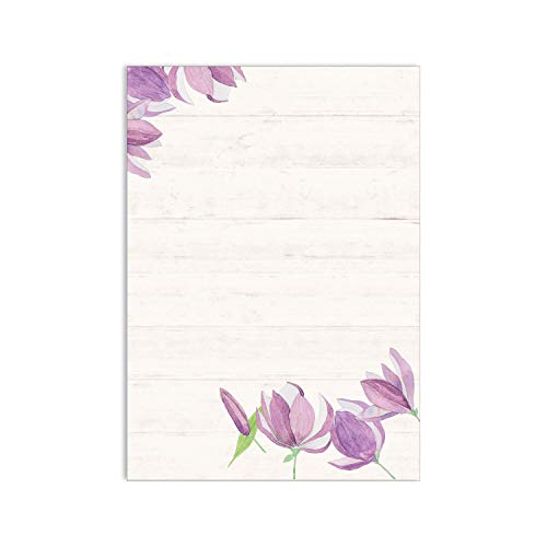 Detailverliebt Carta Da Lettere Con Motivo Romantico Fiore 50 Fogli In Formato A4 Art N Dv 018 Tonalità Di Colore Viola Viola Verde