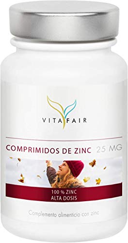 Zinc - 25mg por Porción - 365 Comprimidos - Provisión Anual - 250% de la Necesidad Diaria - Dosis Alta de Bisglycinato de Zinc - Vegano - Máxima Biodisponibilidad - Hecho en Alemania