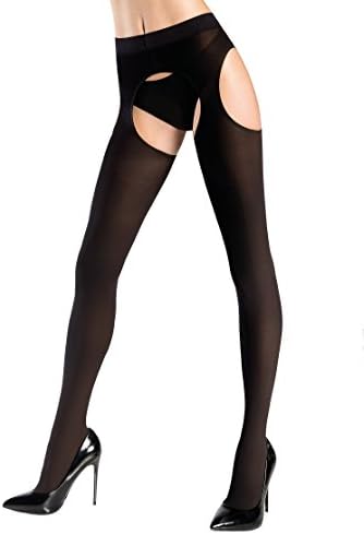 Pierre Mantoux Tango Suspender Tights-Nero-Medium