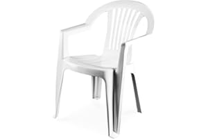 Dekohome Chaise de jardin en plastique empilable pour intérieur et extérieur, résistance maximale et nettoyage facile, couleur blanche