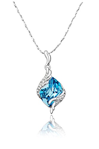 Yellow Chimes Crystals from Swarovski Angel Guardian Silver Blue Crystal Pendant for Women and Girls